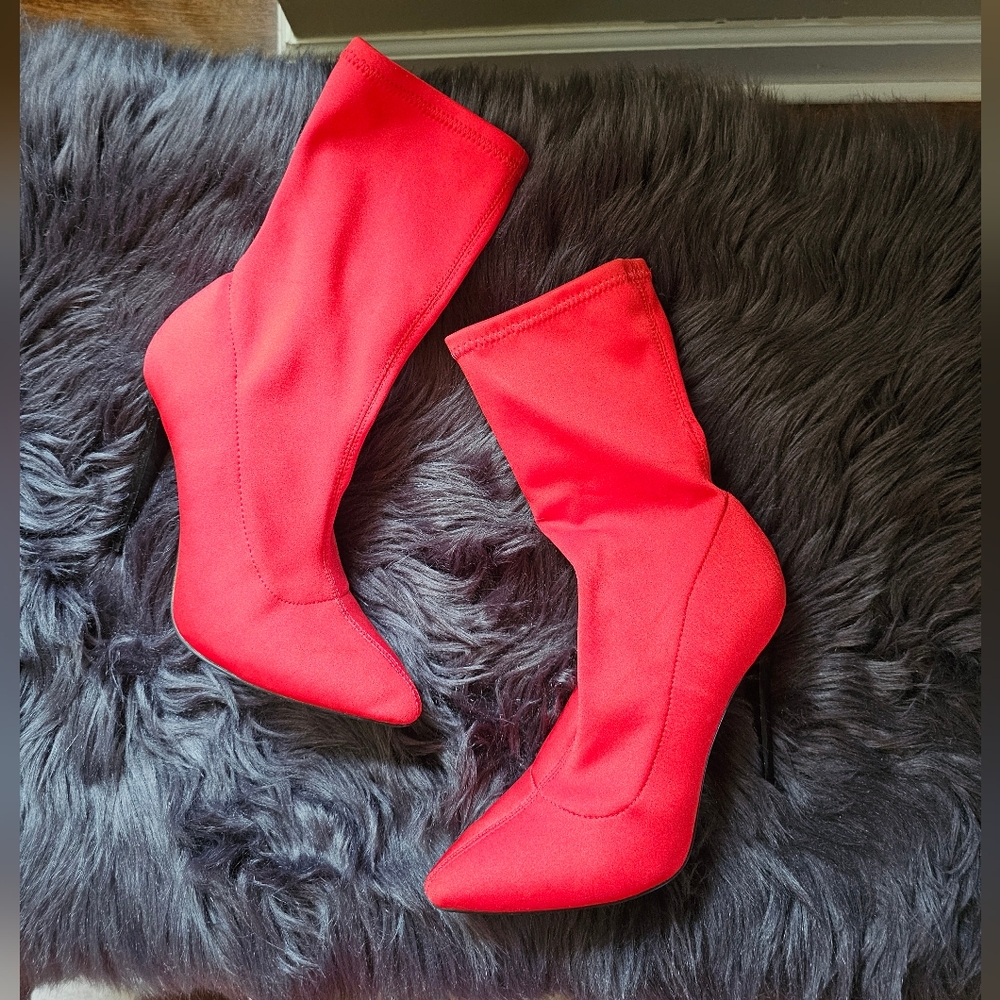 Call It Spring Bold Red Heeled Nylon Boots